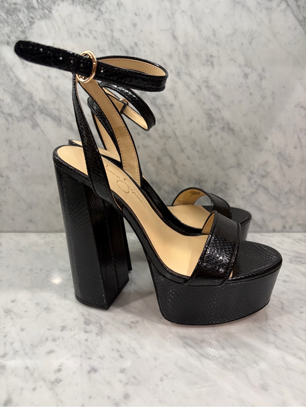 Jessica Simpson Axtyn Black Platform Heels Sandals 9.5 NWOT $129